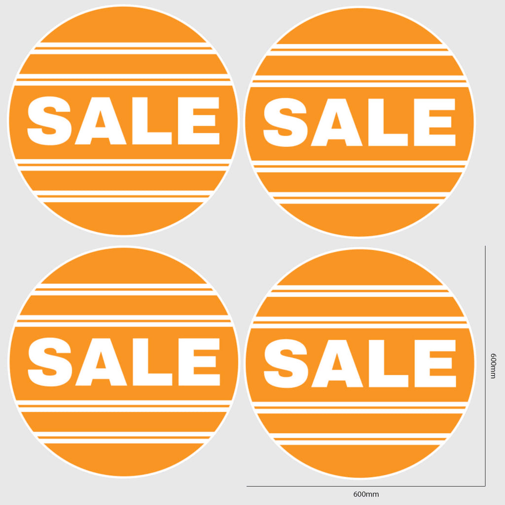 Round Sale Window Sticker with lines in orange