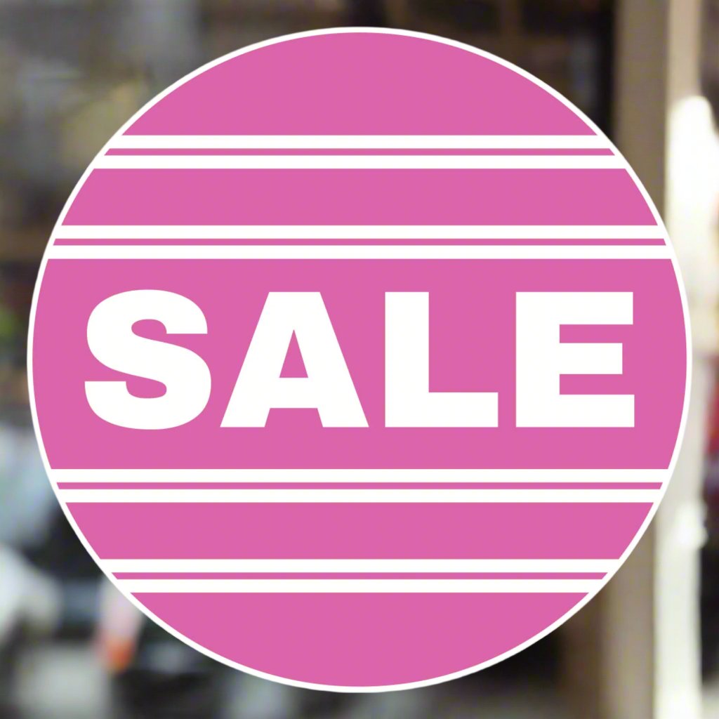 Round Sale Window Sticker with lines in pink