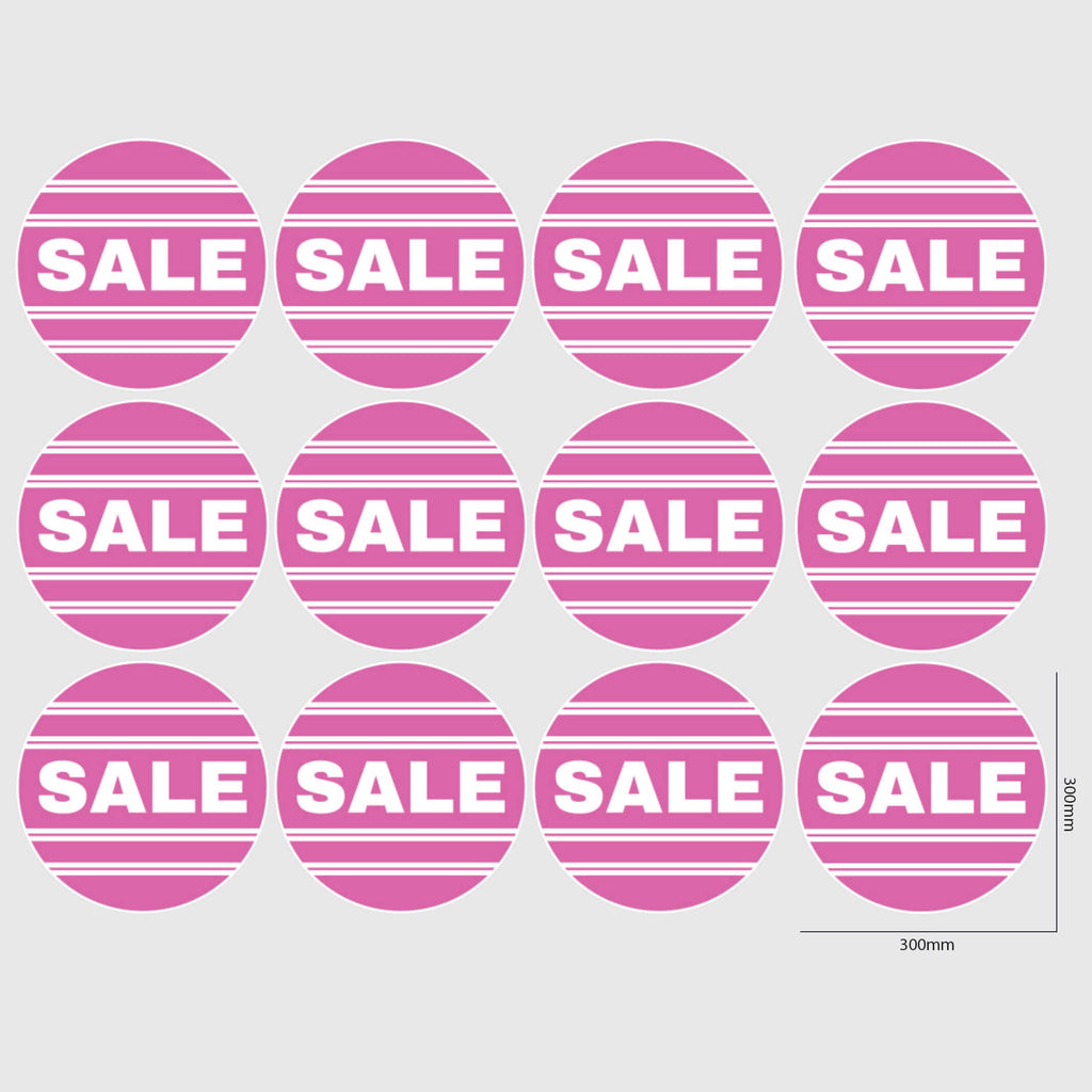 Round Sale Window Sticker with lines in pink