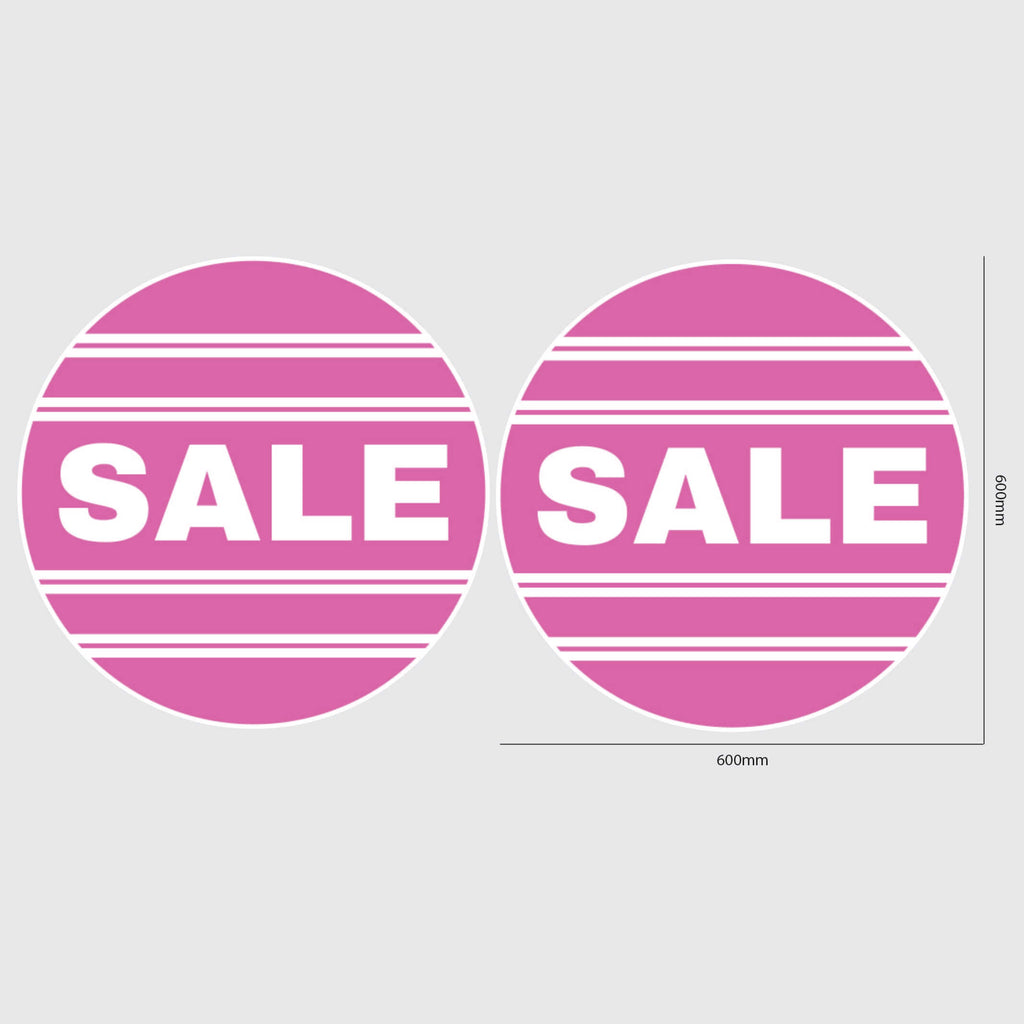 Round Sale Window Sticker with lines in pink