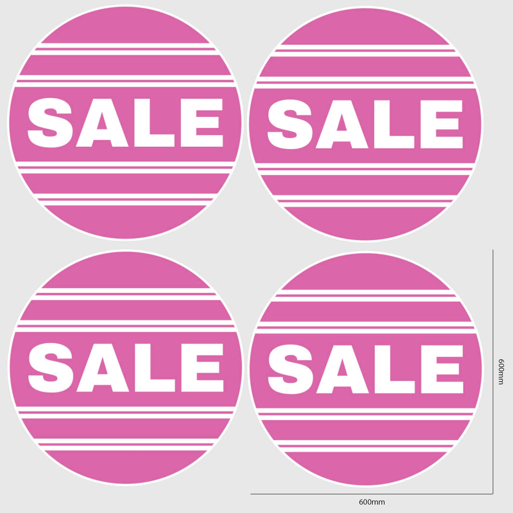 Round Sale Window Sticker with lines in pink