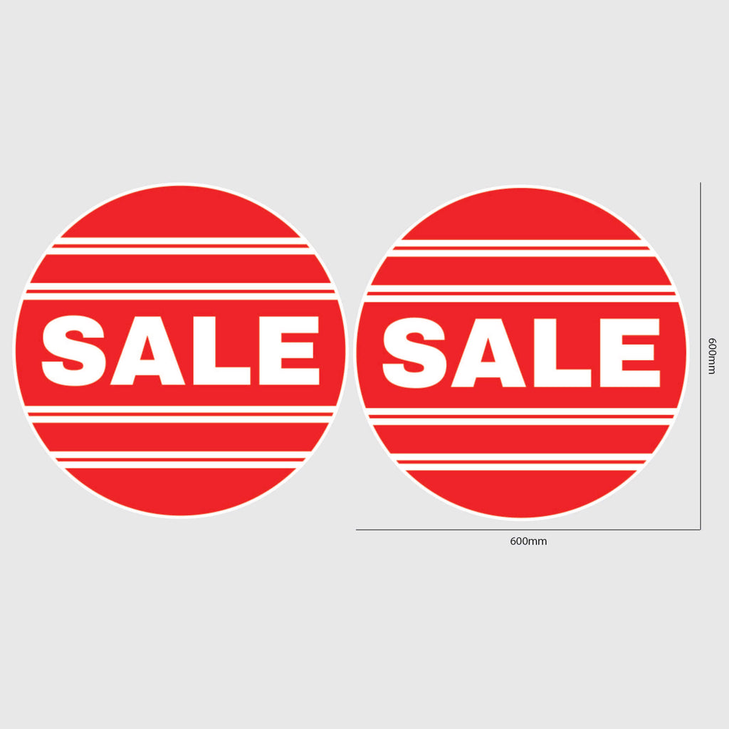 Round Sale Window Sticker with lines in red