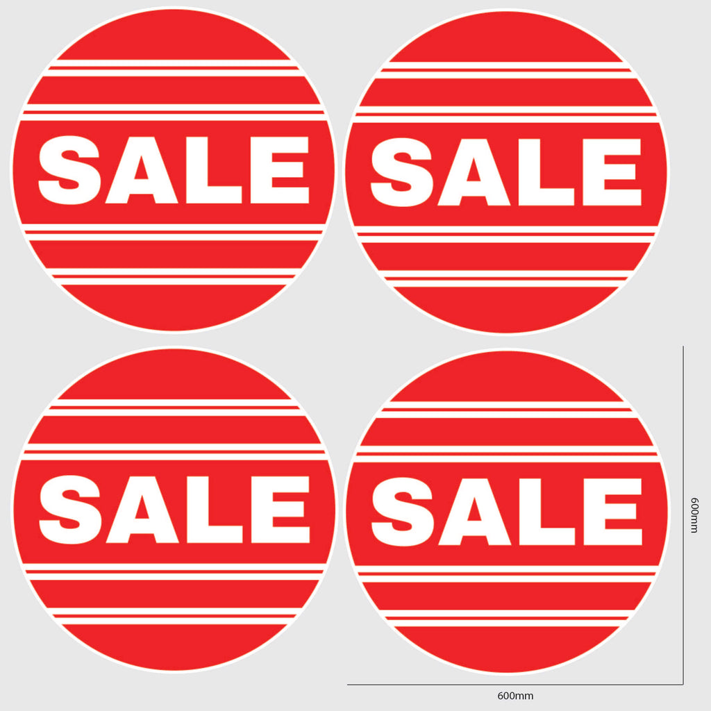 Round Sale Window Sticker with lines in red