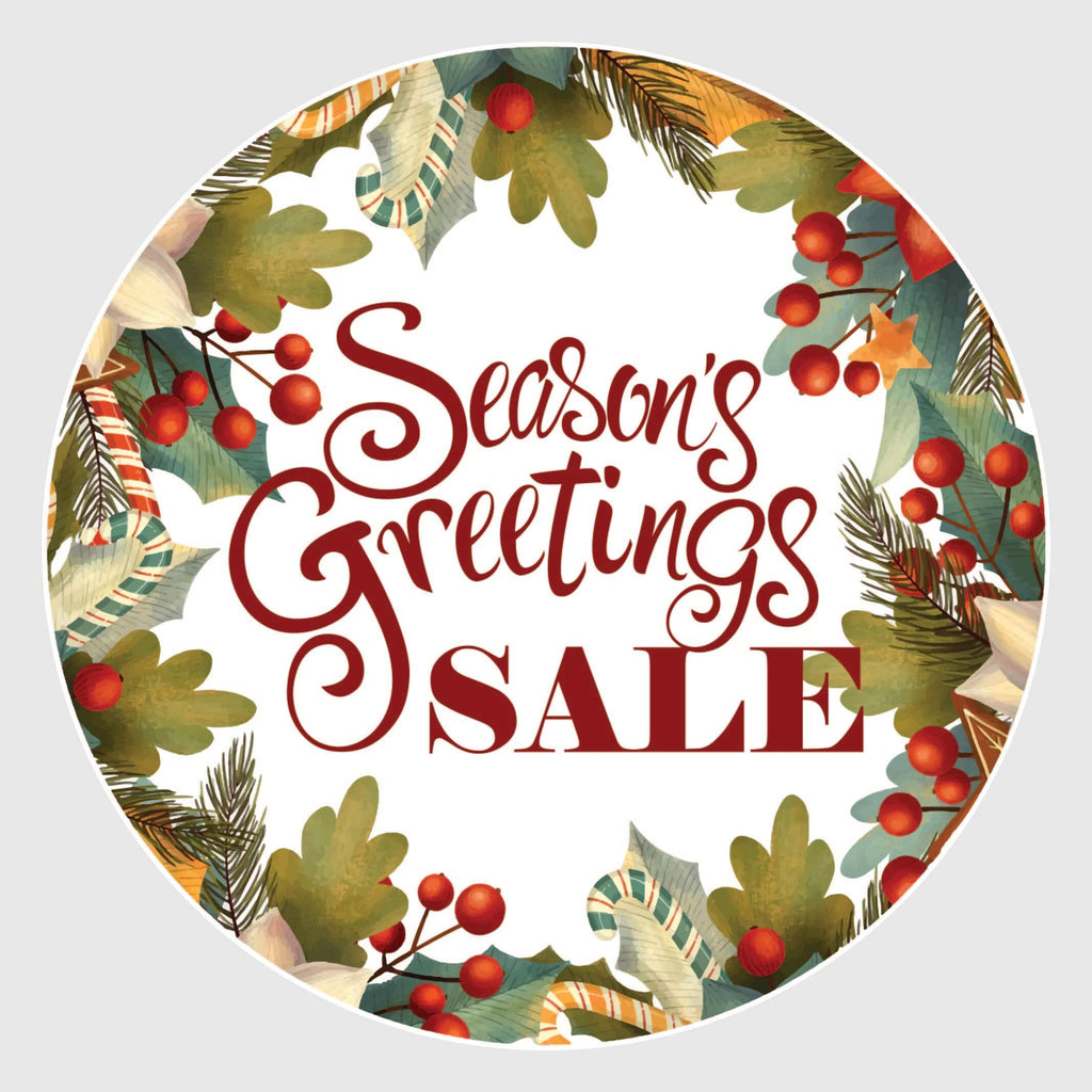 Seasons Greetings Wreath Design window sticker