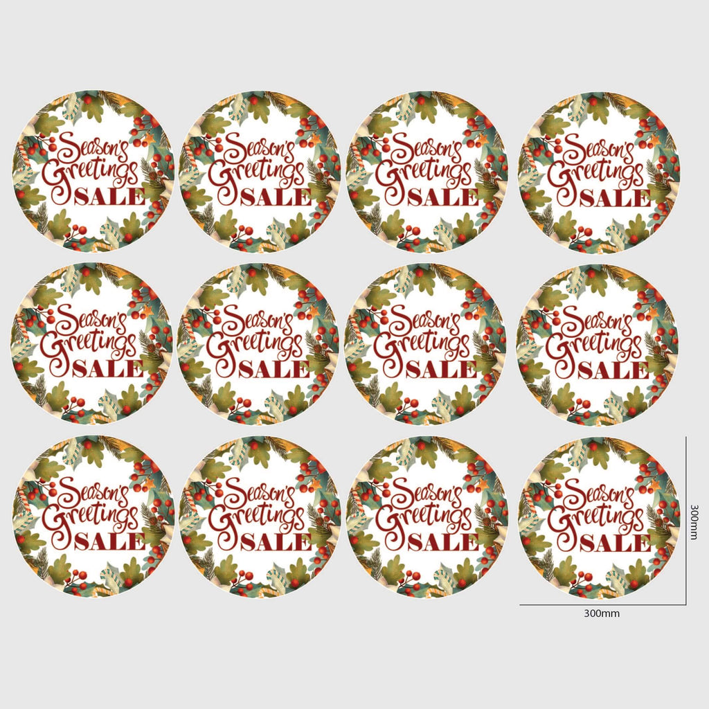 Seasons Greetings Wreath Design window sticker