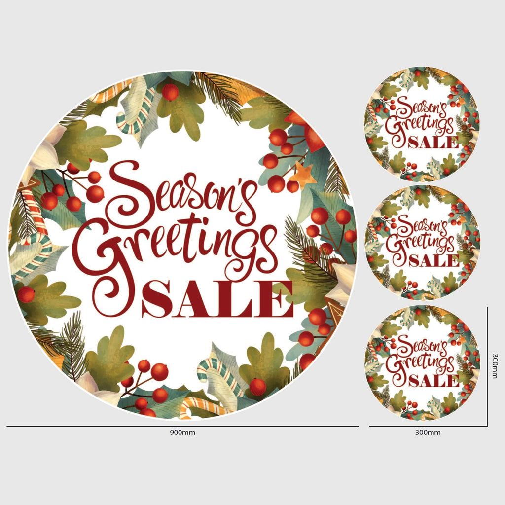 Seasons Greetings Wreath Design window sticker