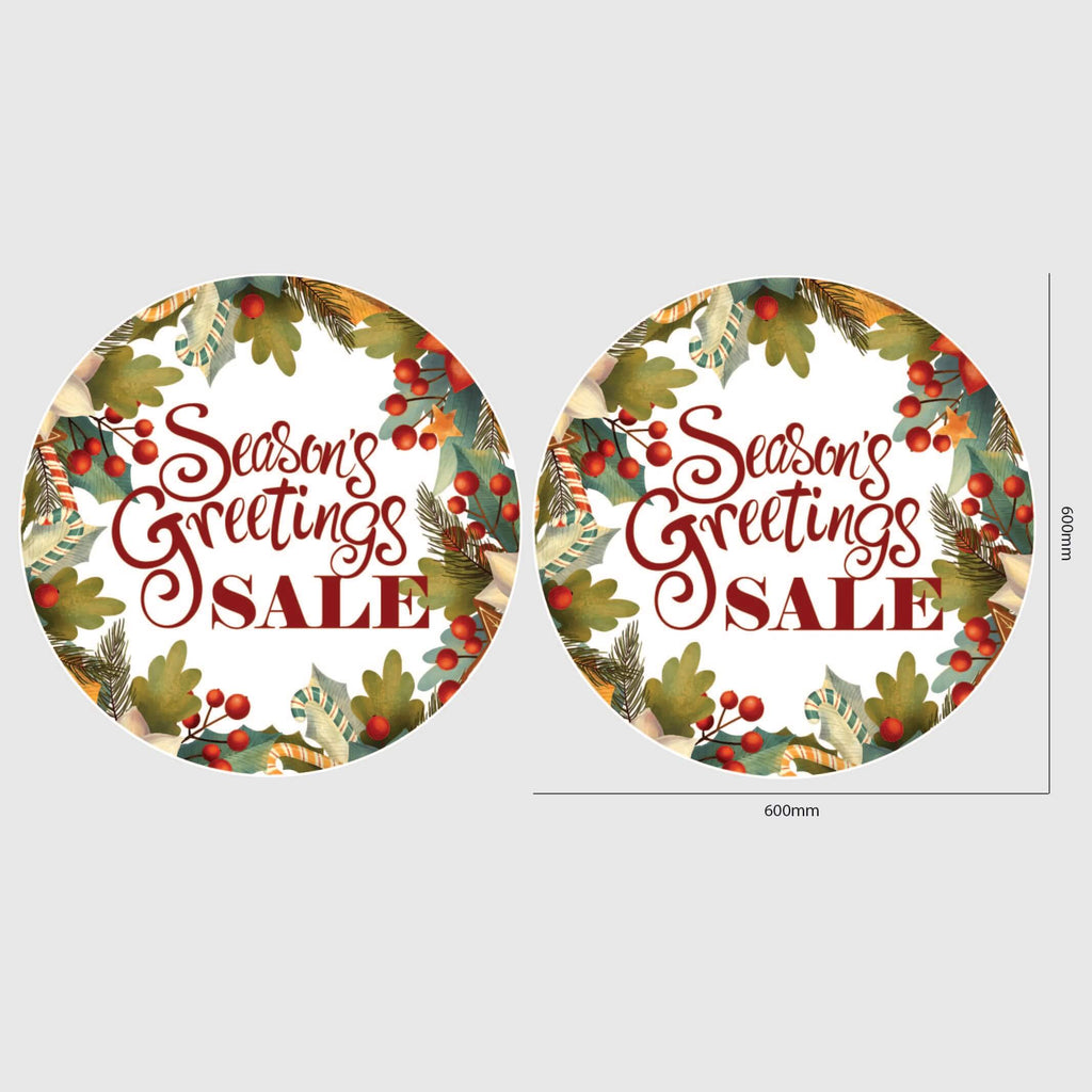 Seasons Greetings Wreath Design window sticker