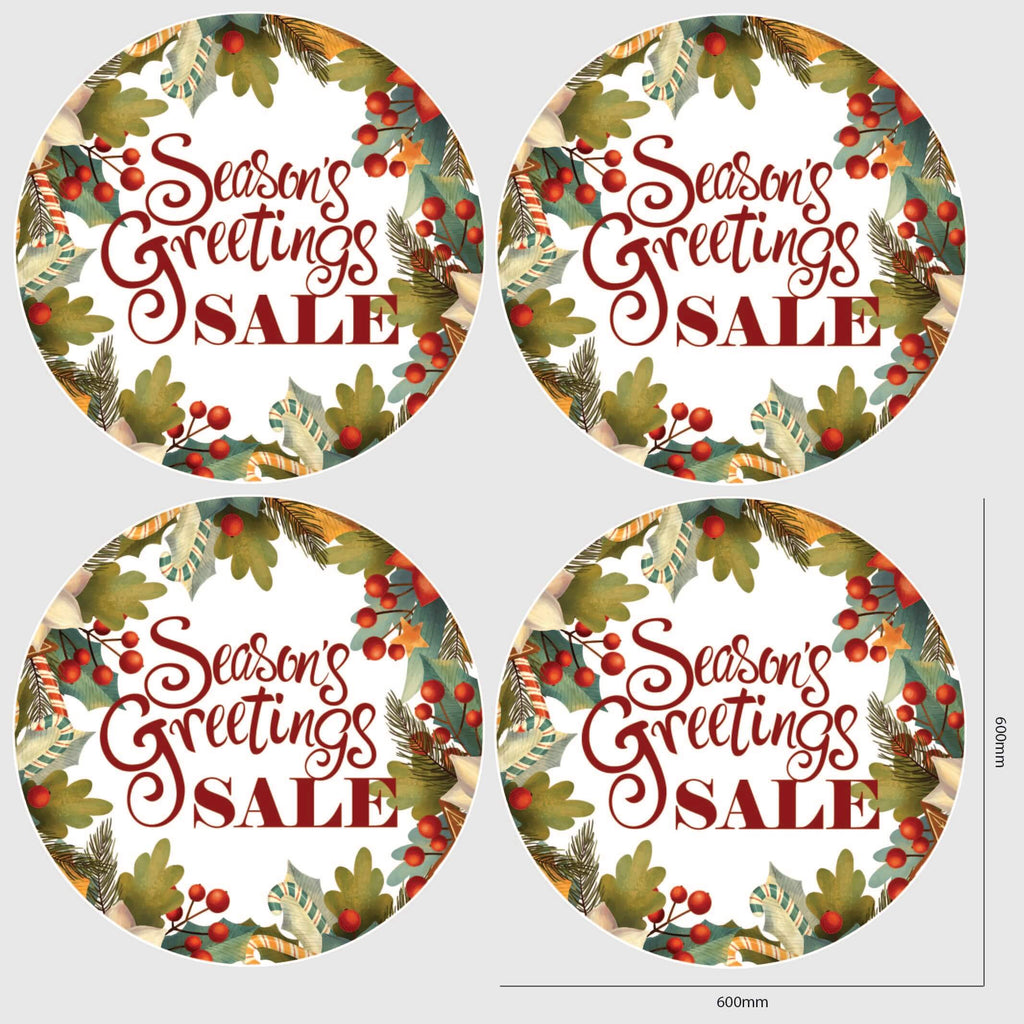 Seasons Greetings Wreath Design window sticker